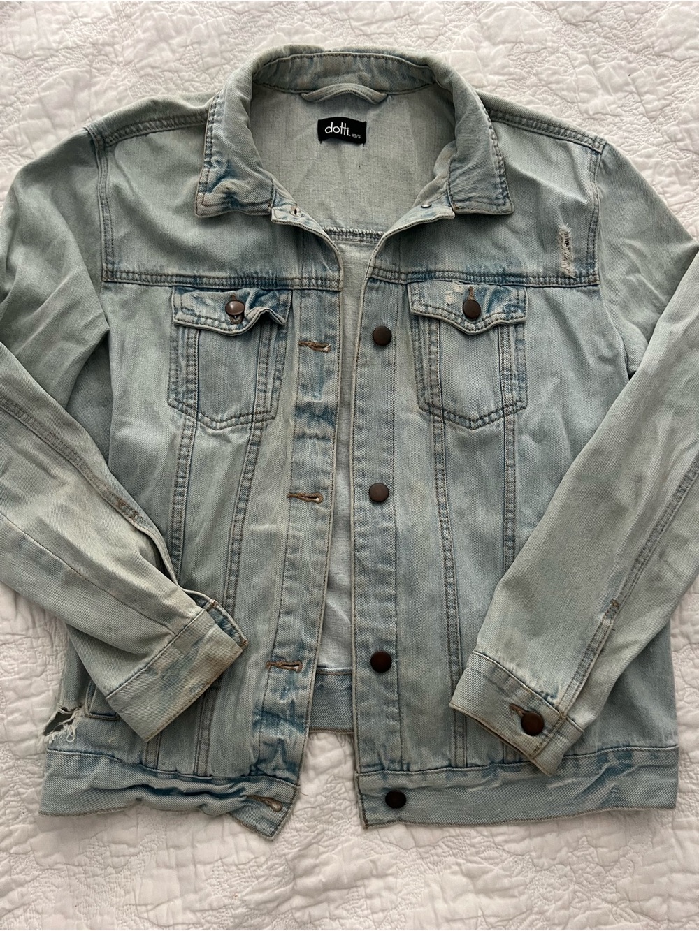 Dotti Light Washed Green-Blue Denim Jacket